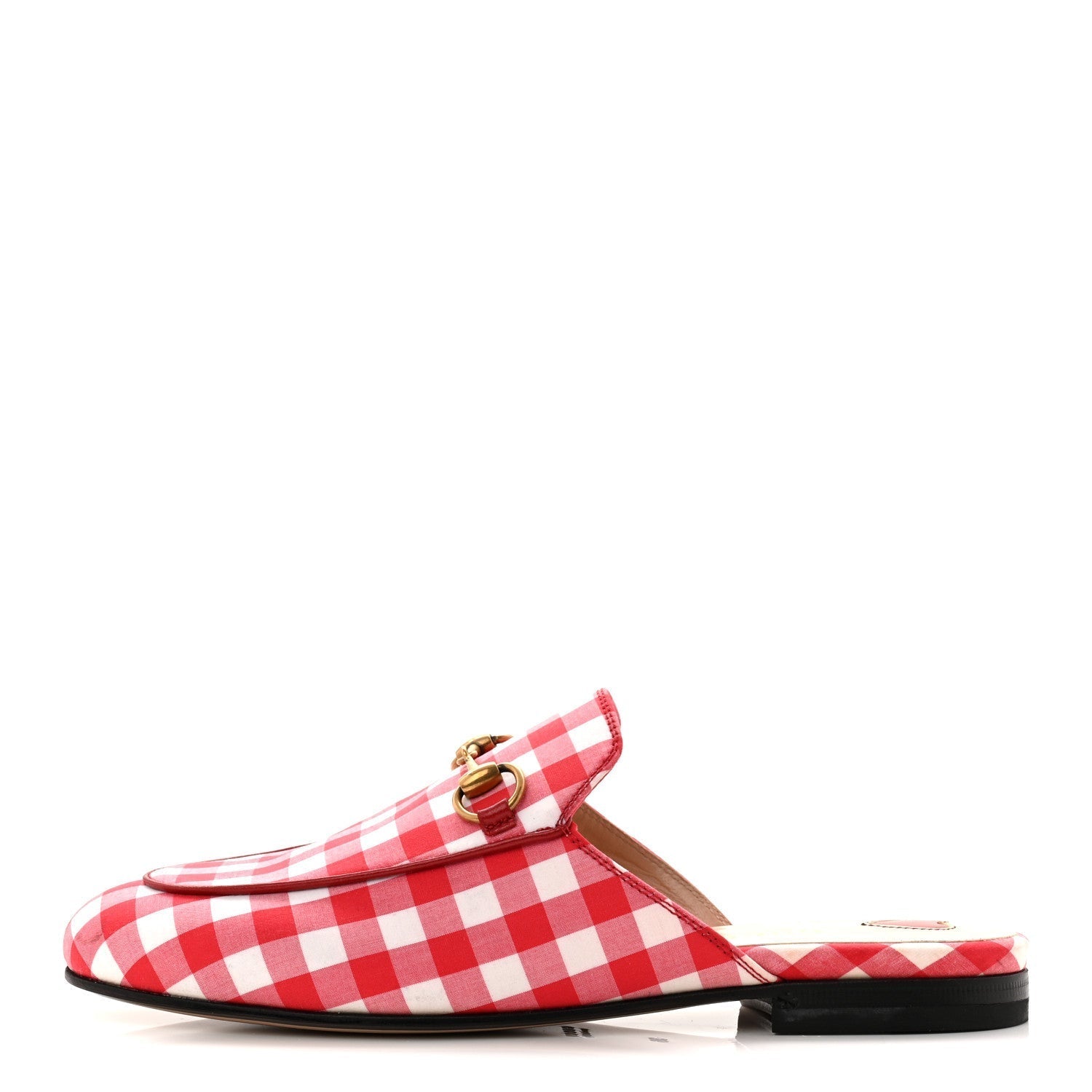 COTTON GINGHAM WOMENS PRINCETOWN SLIPPERS WHITE RED