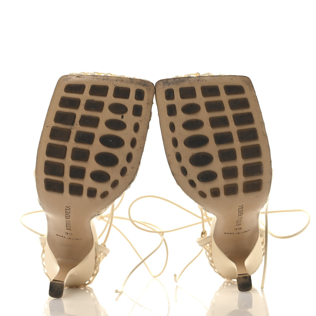 MESH NAPPA STRETCH ANKLE TIE SANDALS TOILE
