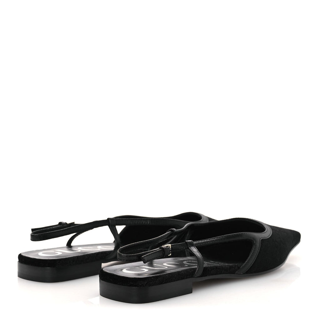 VELVET GG MONOGRAM SLINGBACK BALLET FLATS BLACK