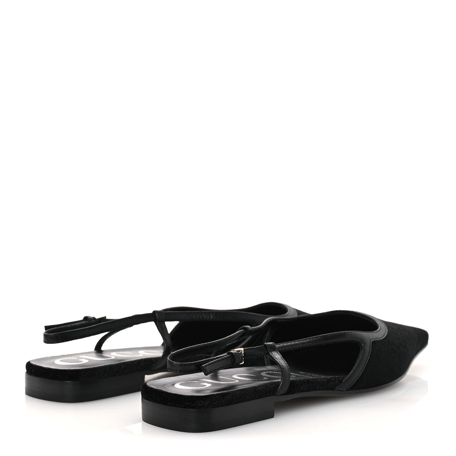 VELVET GG MONOGRAM SLINGBACK BALLET FLATS BLACK