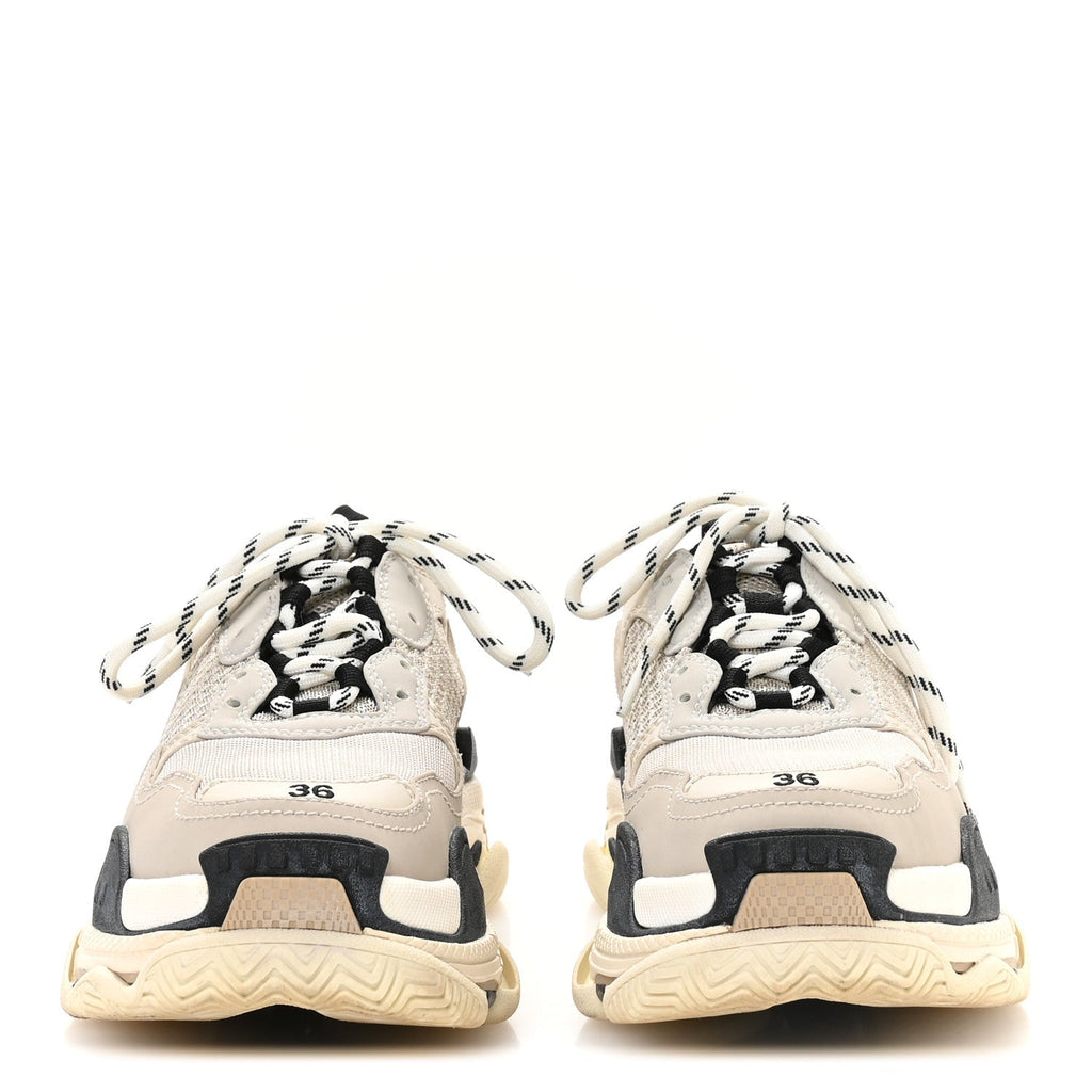 FABRIC MESH WOMENS TRIPLE S SNEAKERS BEIGE BLACK