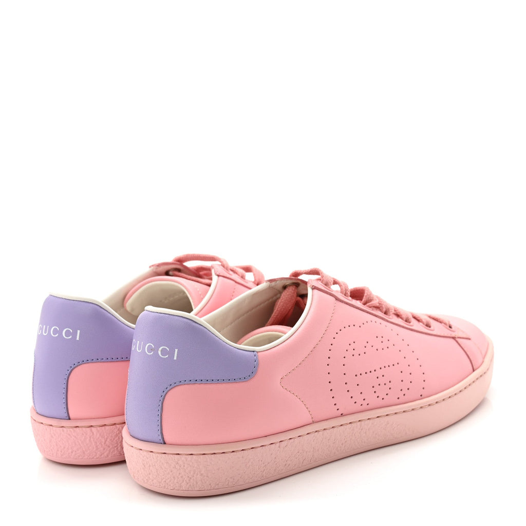 MIRO SOFT CALFSKIN INTERLOCKING G PERFORATED WOMENS ACE SNEAKERS WILD ROSE LAPIS