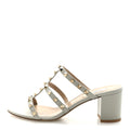 CALFSKIN ROCKSTUD 60MM CAGED SLIDE SANDALS OPAL GREY