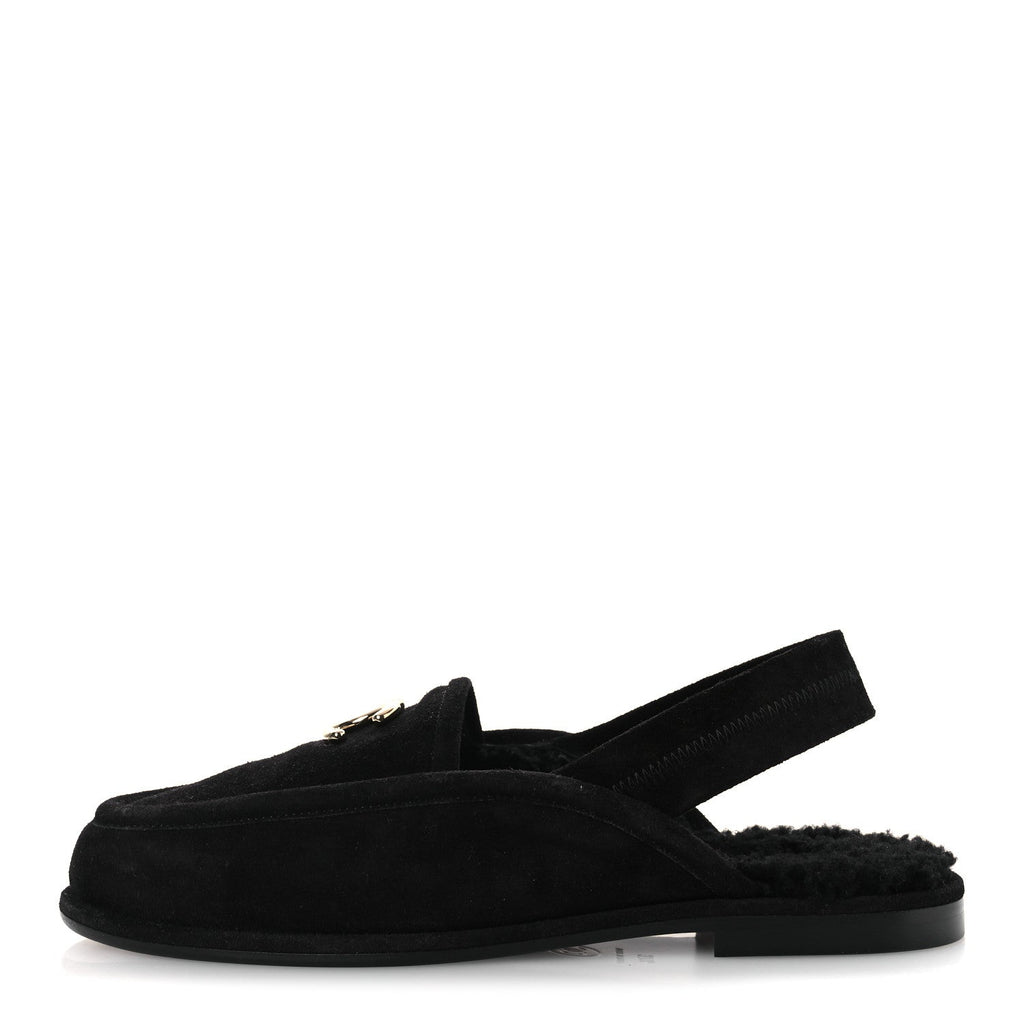 SUEDE CALFSKIN CC SLINGBACK LOAFERS BLACK
