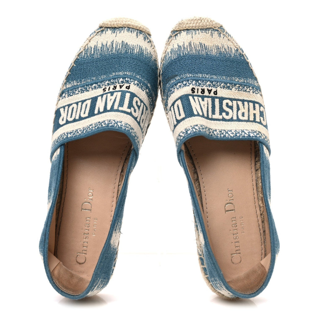COTTON D-STRIPES EMBROIDERED GRANVILLE 15MM ESPADRILLES DEEP OCEAN