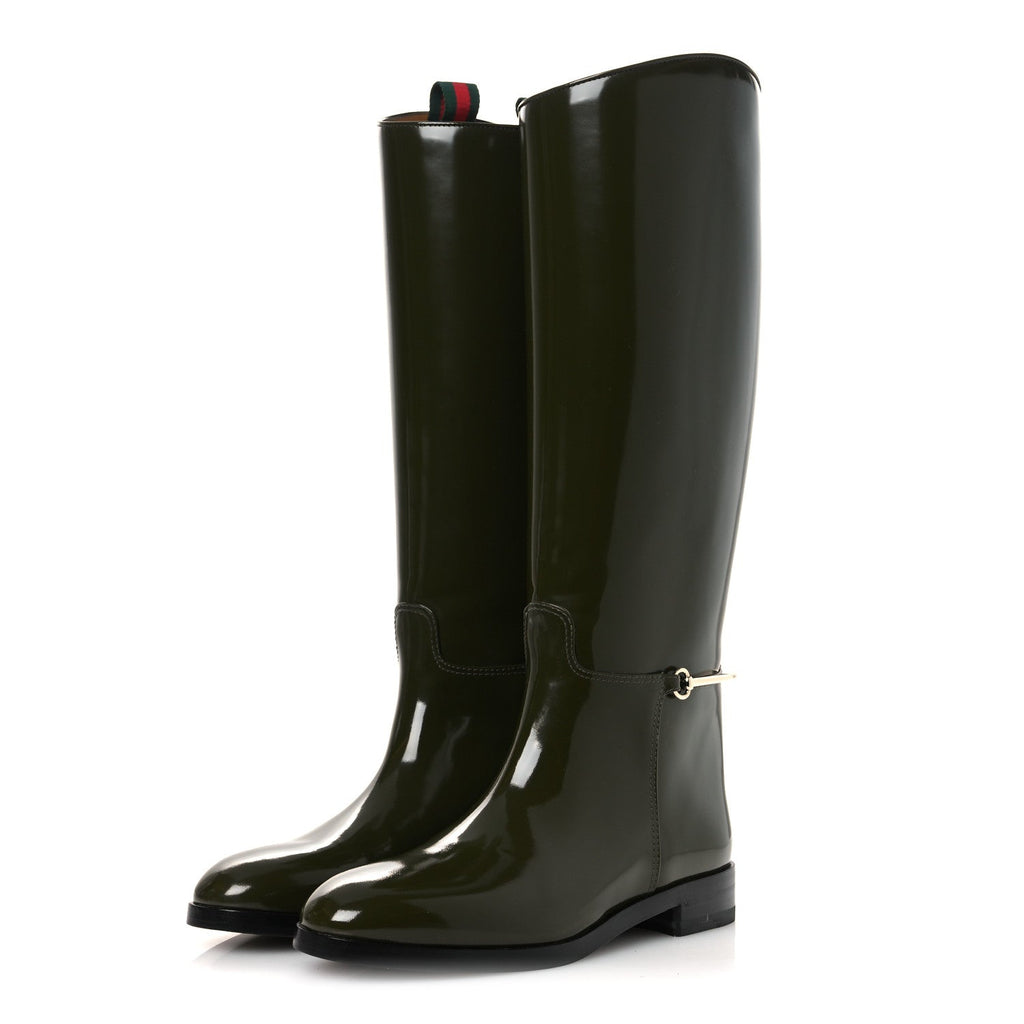 BRUSHED CALFSKIN MICHELANGELO SLIM HORSEBIT RIDING BOOTS LUSCIOUS GREEN