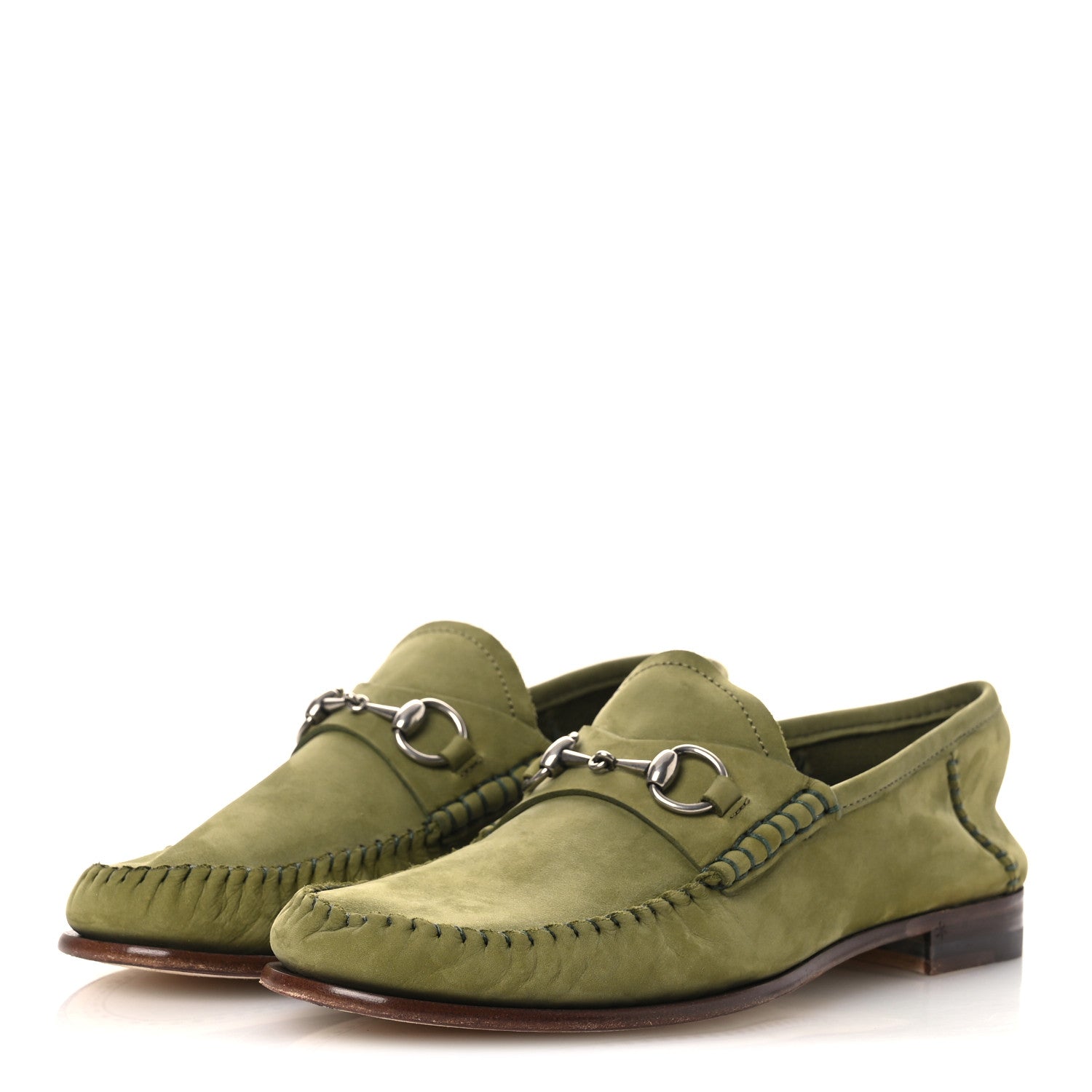 NUBUCK WOMENS HORSEBIT LOAFERS HERBS LIGHT GREEN
