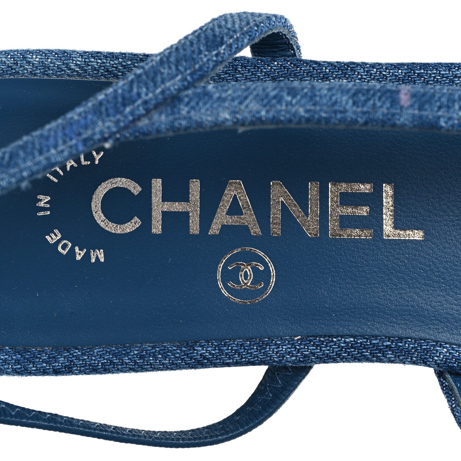 DENIM PRINTED DENIM MOOD CAP TOE CC SLINGBACK FLATS LIGHT BLUE MULTICOLOR