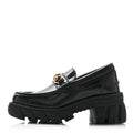 MAGNUM CALFSKIN NAPPA SAMOA WOMENS HORSEBIT PLATFORM CHUNKY LUG SOLE 40MM LOAFERS BLACK