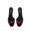 YSL BABYLONE SLIDES IN SMOOTH LEATHER VINTAGE BORDEAUX