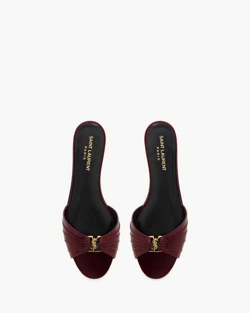 YSL BABYLONE SLIDES IN SMOOTH LEATHER VINTAGE BORDEAUX
