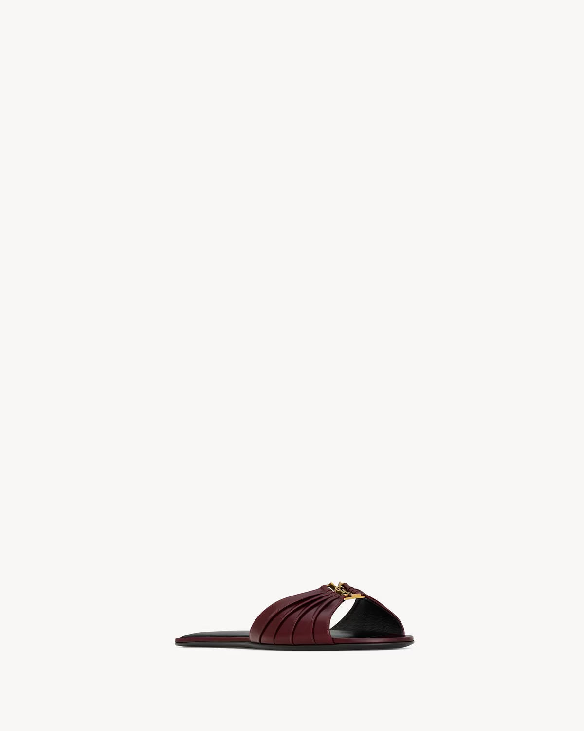 YSL BABYLONE SLIDES IN SMOOTH LEATHER VINTAGE BORDEAUX