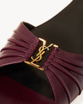 YSL BABYLONE SLIDES IN SMOOTH LEATHER VINTAGE BORDEAUX