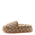 ORIGINAL GG CANVAS MONOGRAM WOMENS GG PLATFORM SANDALS BEIGE DARK BROWN