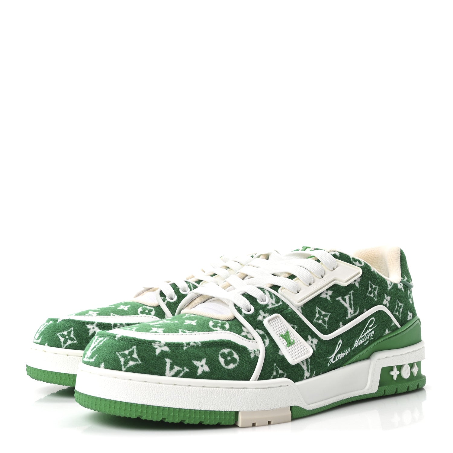 JACQUARD VELVET MONOGRAM MENS LV TRAINER SNEAKERS VERT