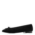 SUEDE QUILTED CAP TOE CC BALLERINA FLATS BLACK