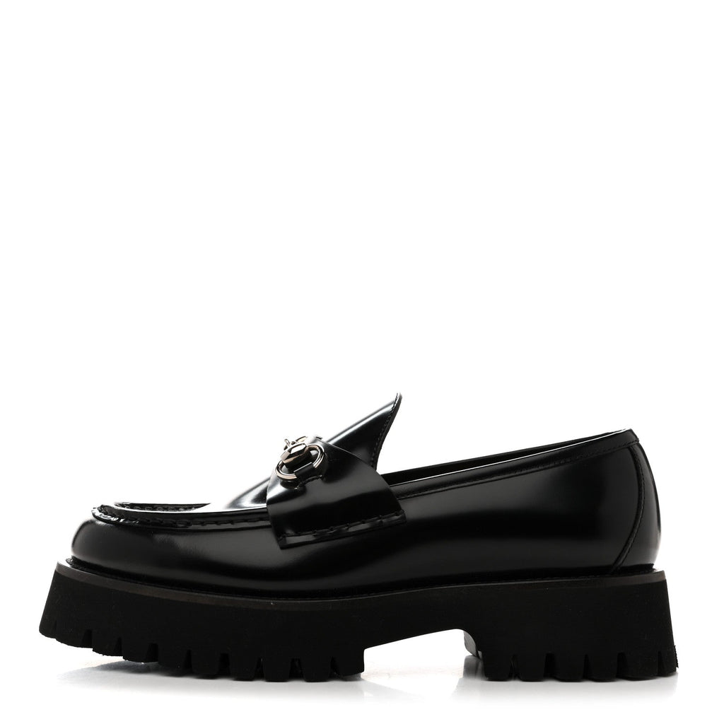 CORDOVAN LUX WOMENS HORSEBIT 45MM PLATFORM LOAFERS BLACK