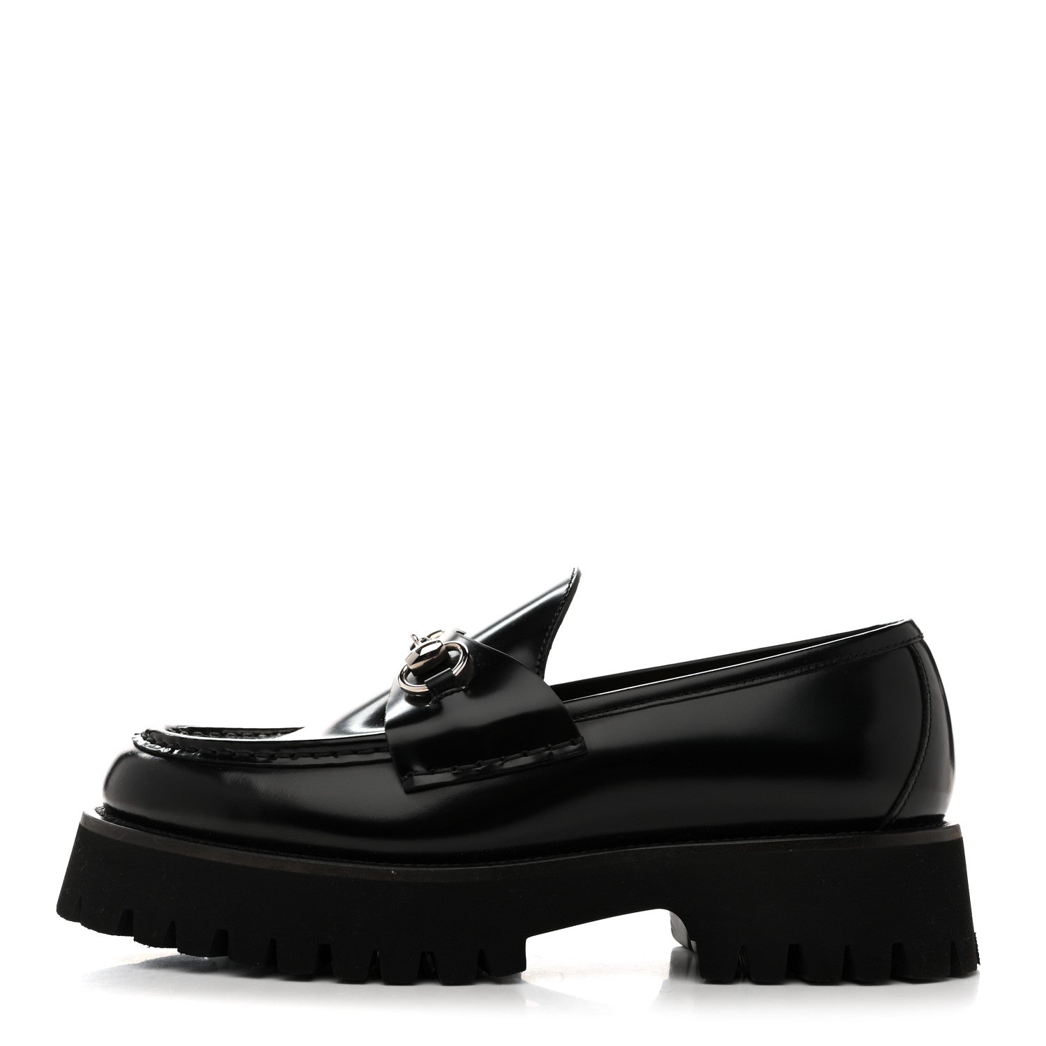 CORDOVAN LUX WOMENS HORSEBIT 45MM PLATFORM LOAFERS BLACK