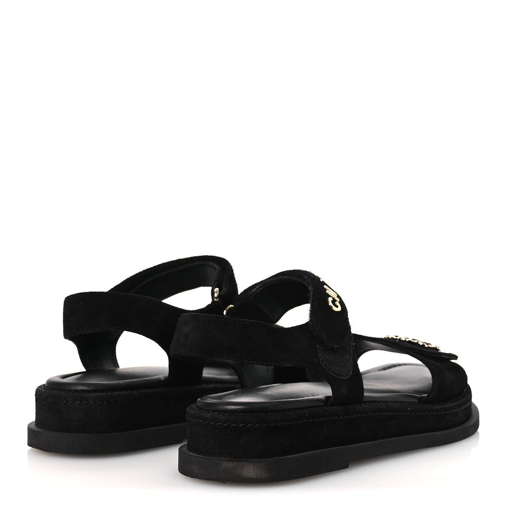 SUEDE CALFSKIN DAD SANDALS BLACK