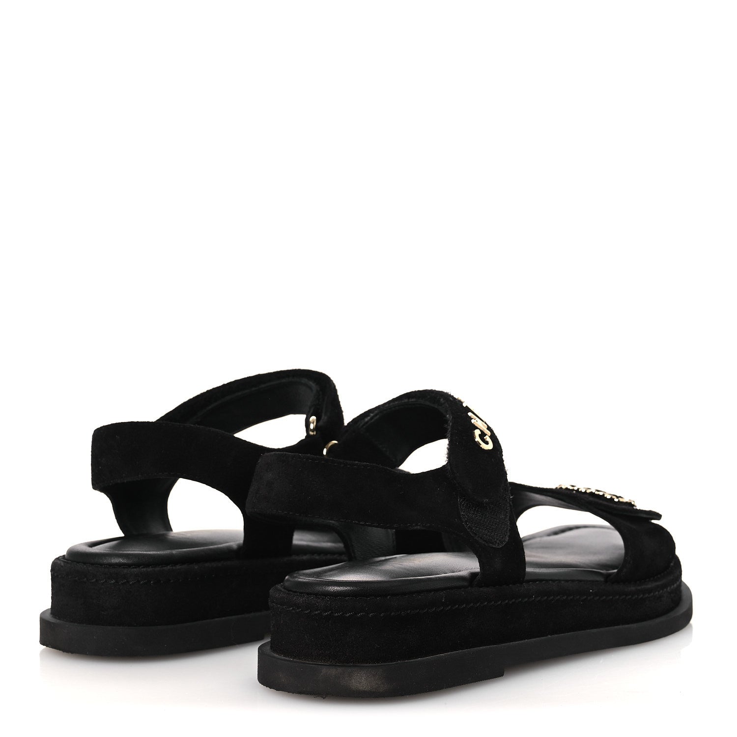 SUEDE CALFSKIN DAD SANDALS BLACK