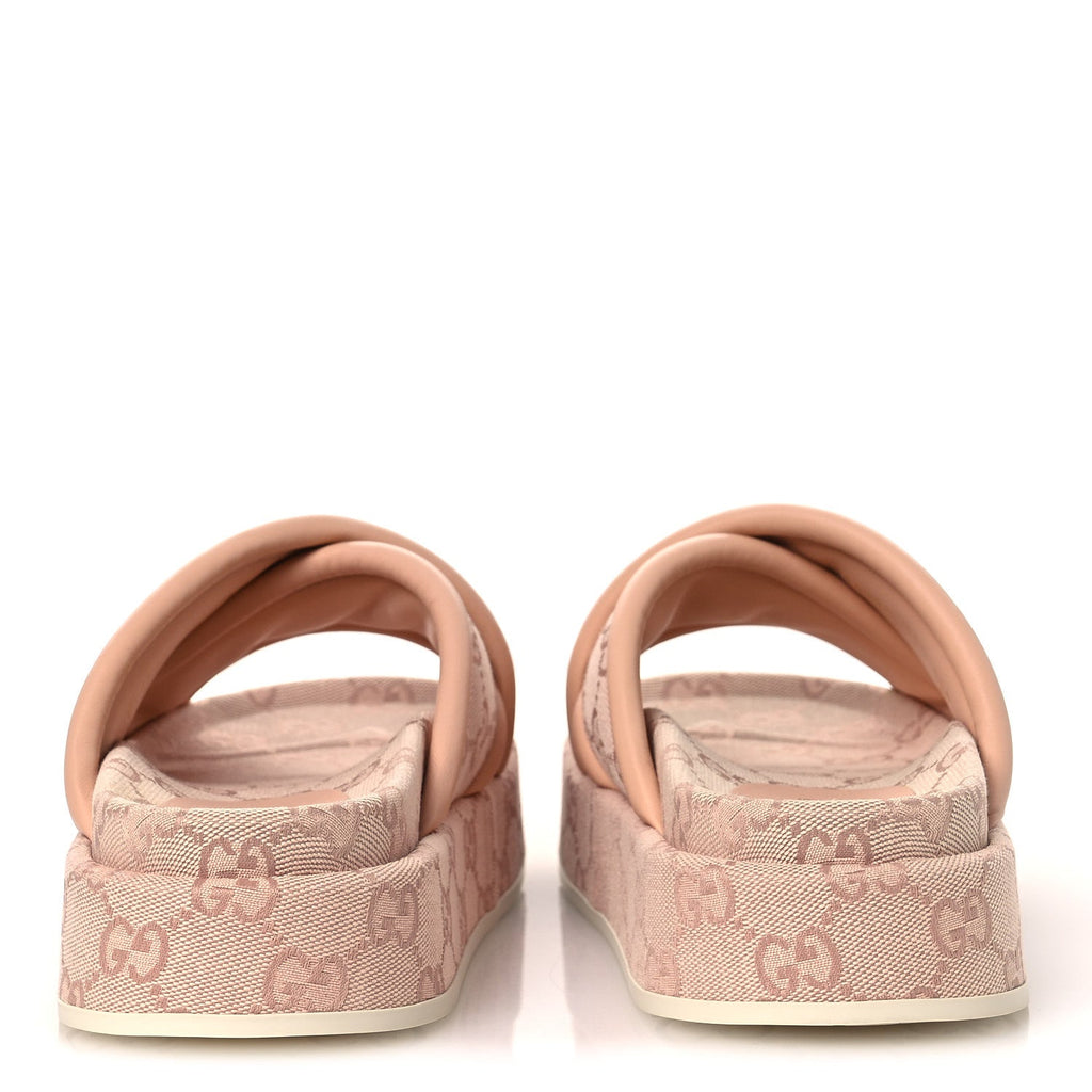 MONOGRAM GG CALFSKIN ANGELINA PLATFORM 55MM SLIDE SANDALS LIGHT PINK