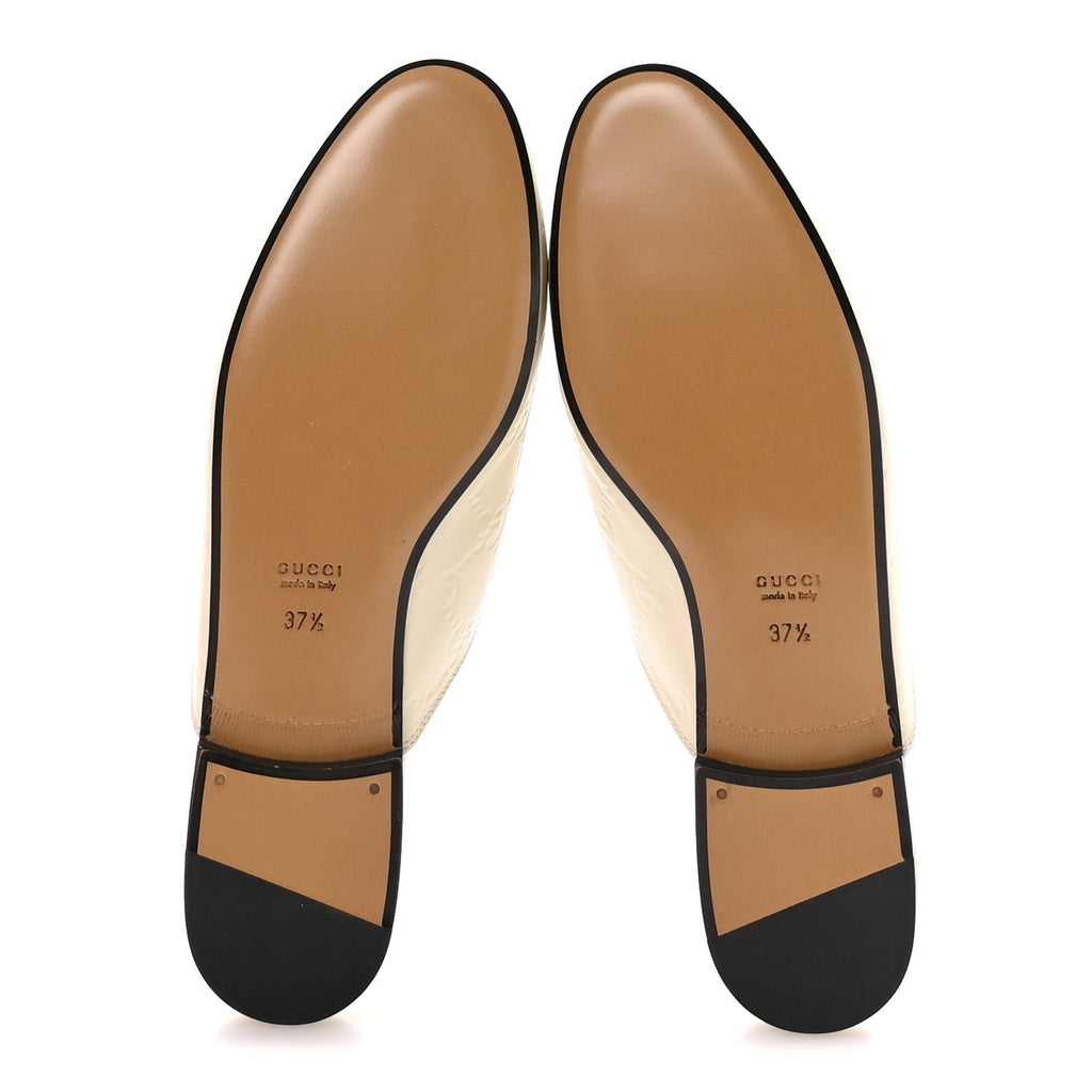 GLAMOUR CALFSKIN GUCCISSIMA WOMENS PRINCETOWN SLIPPERS MYSTIC WHITE