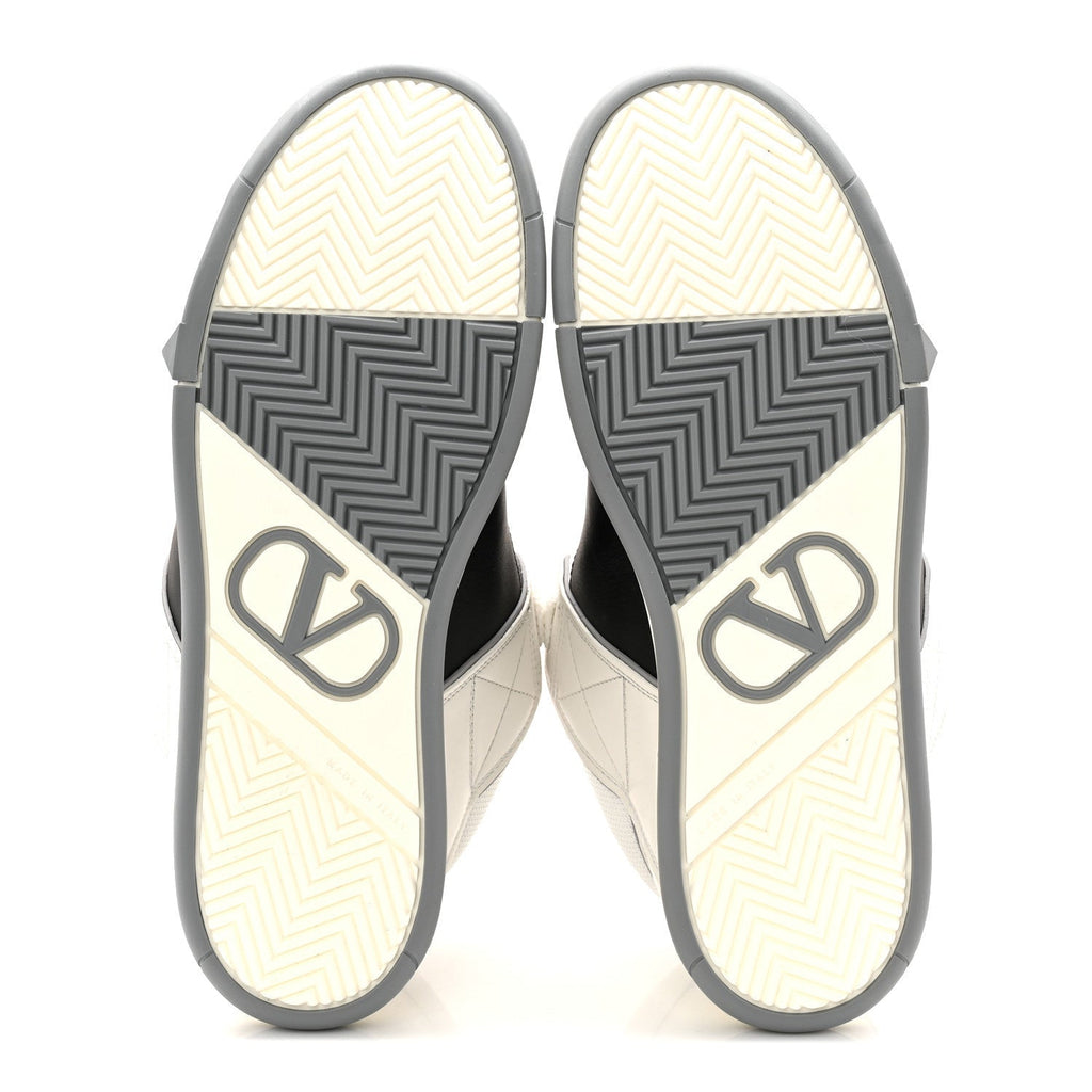 CALFSKIN MENS OPEN SKATE SNEAKERS WHITE BLACK