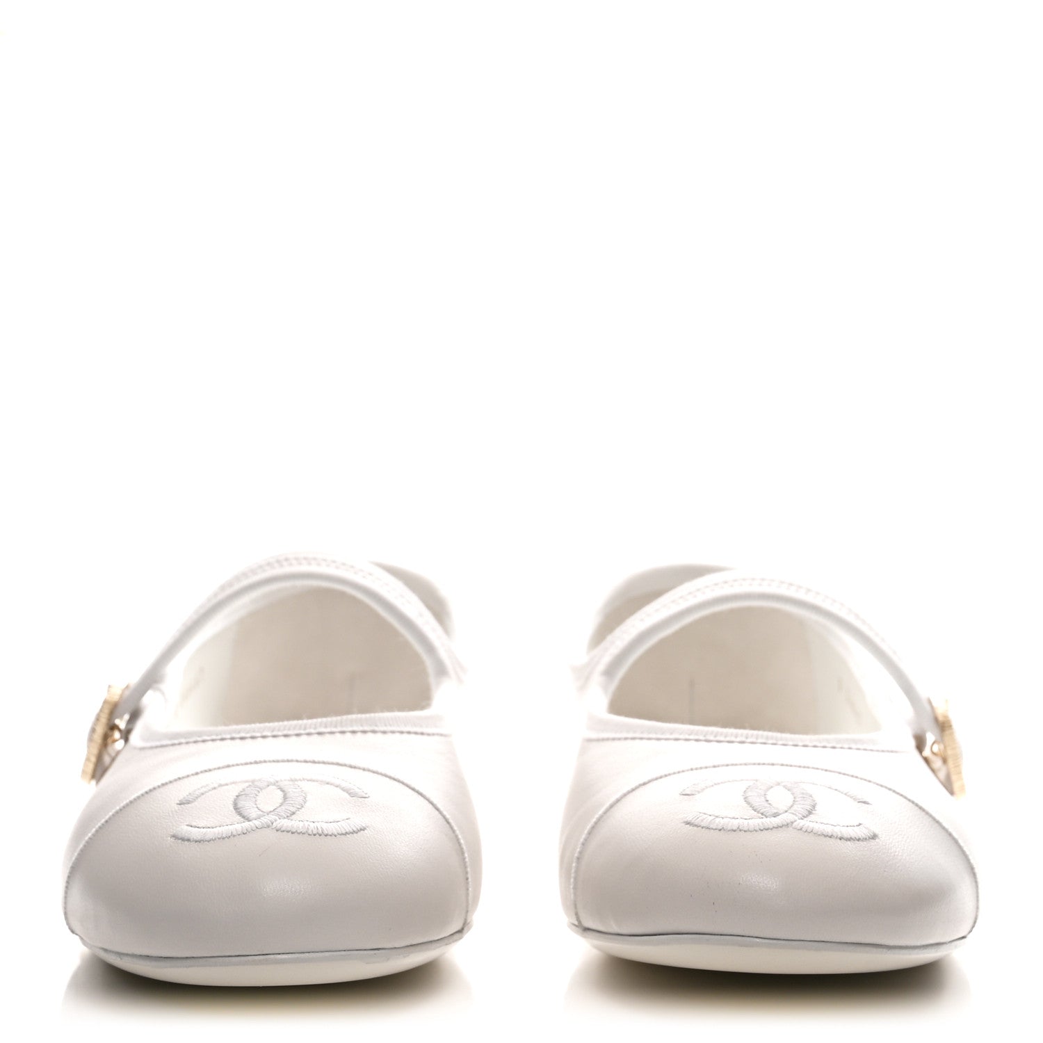 LAMBSKIN MARY JANE FLATS WHITE