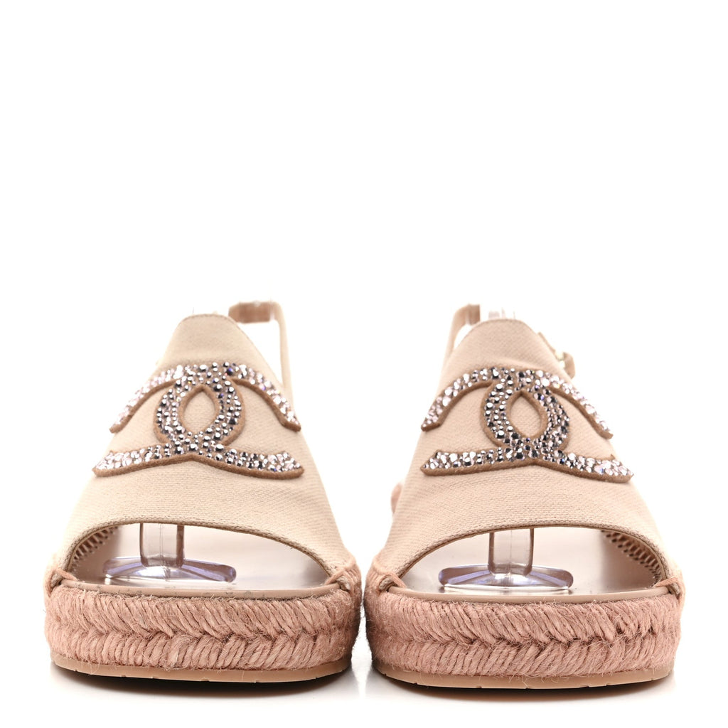CANVAS STRASS CC ESPADRILLE SLINGBACK SANDALS PINK