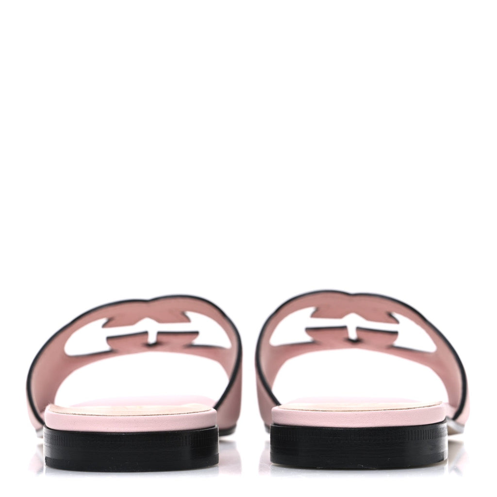 COSMOS SOFTY CALFSKIN INTERLOCKING G CUT OUT SLIDE SANDALS PASTEL PINK