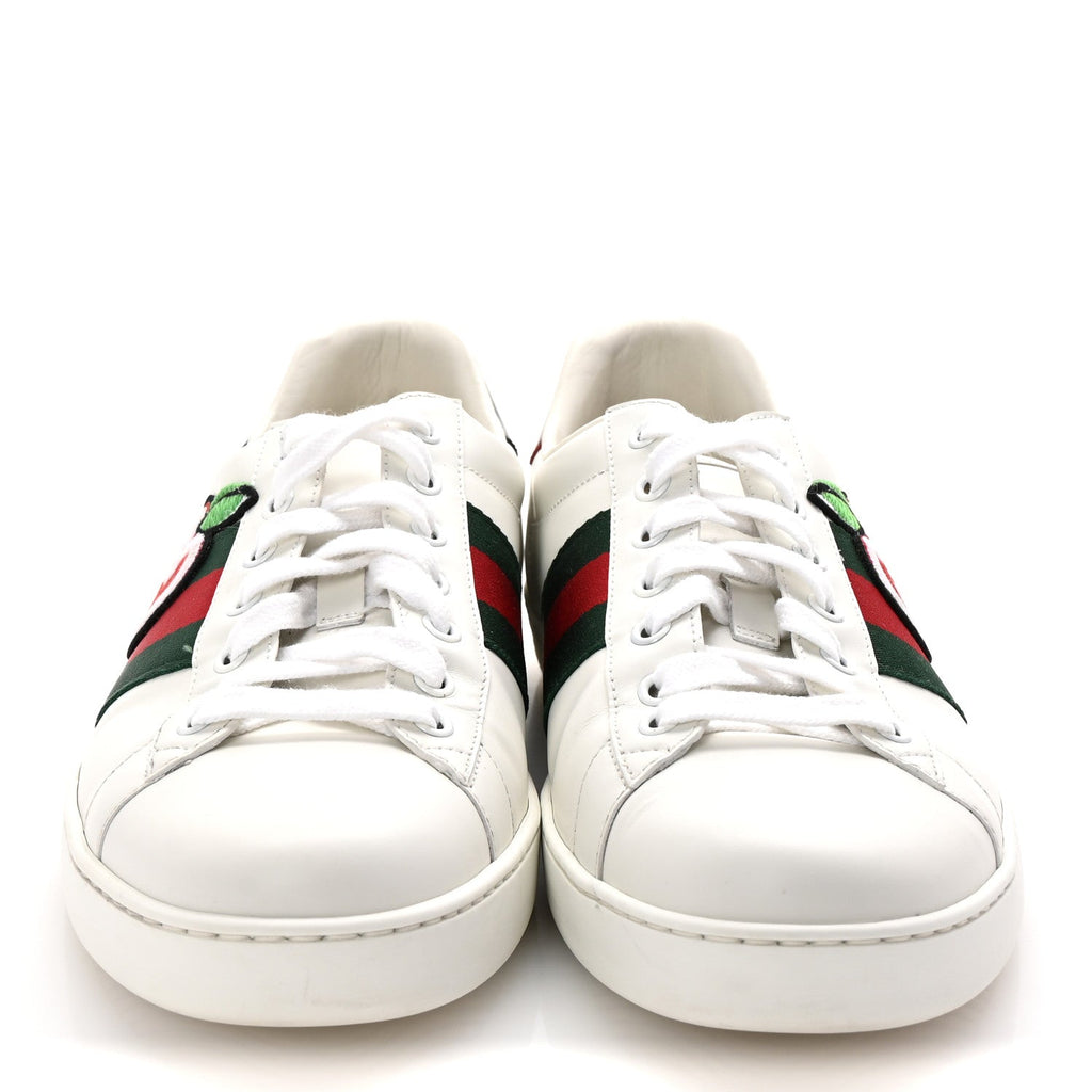 CALFSKIN WEB GG APPLE EMBROIDERED ACE SNEAKERS WHITE