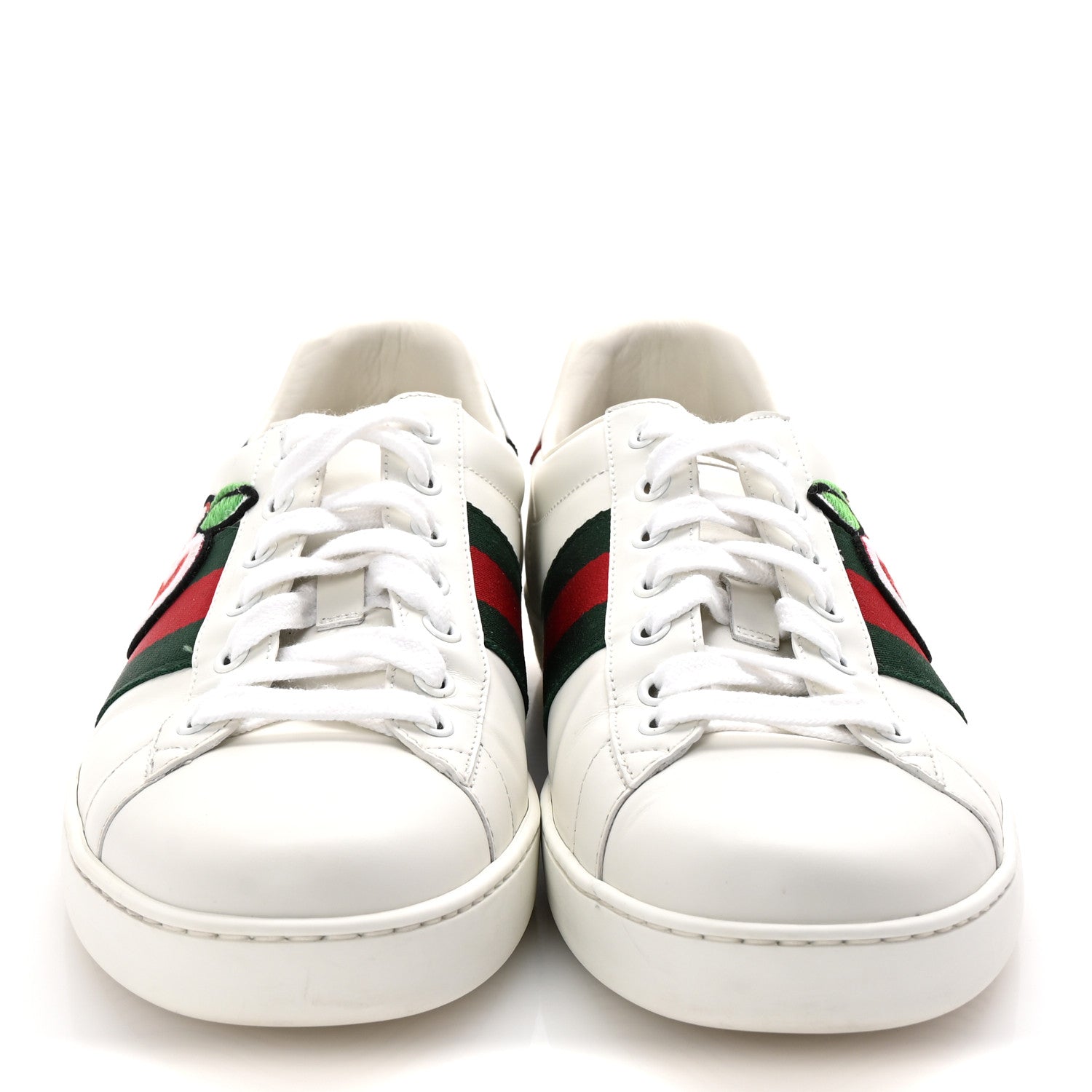 CALFSKIN WEB GG APPLE EMBROIDERED ACE SNEAKERS WHITE
