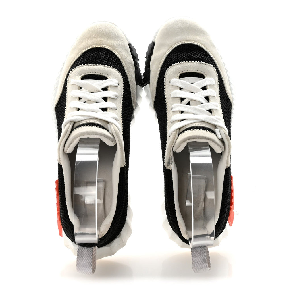 AIR MESH SUEDE GOATSKIN BOUNCING SNEAKERS BLACK ORANGE