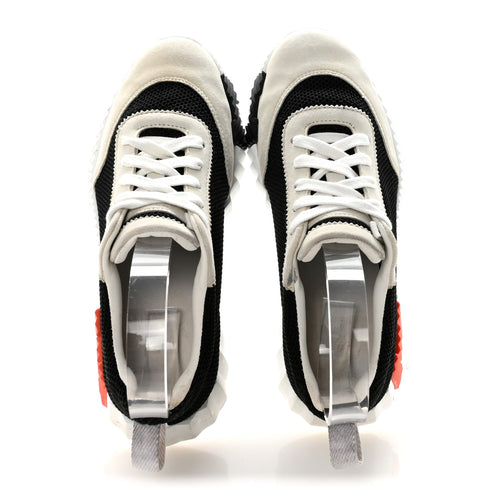 AIR MESH SUEDE GOATSKIN BOUNCING SNEAKERS BLACK ORANGE
