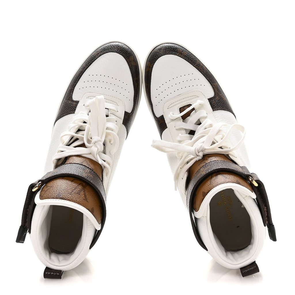 GRAINED CALFSKIN MONOGRAM BOOMBOX SNEAKER BOOTS WHITE