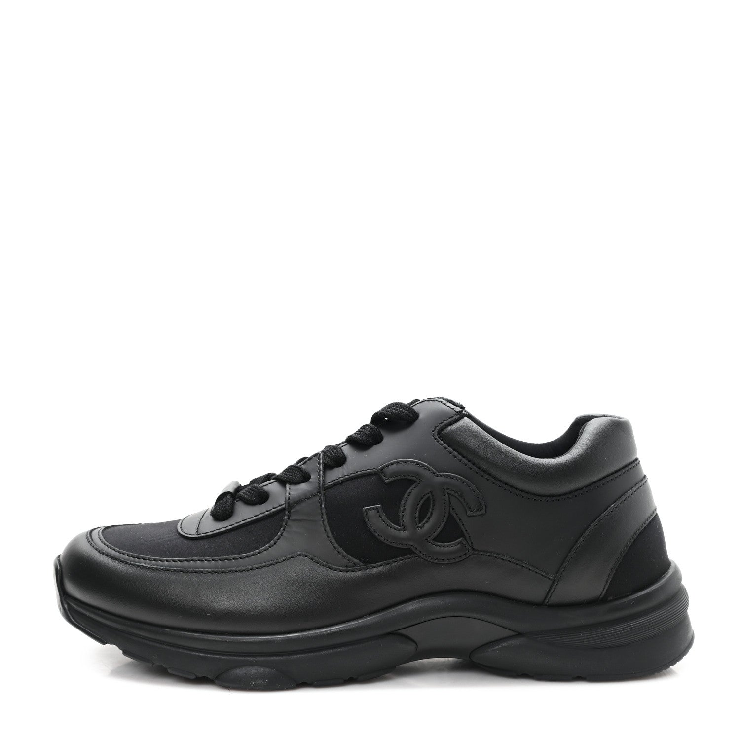 CALFSKIN LAMBSKIN CC UNIFORM SNEAKERS BLACK