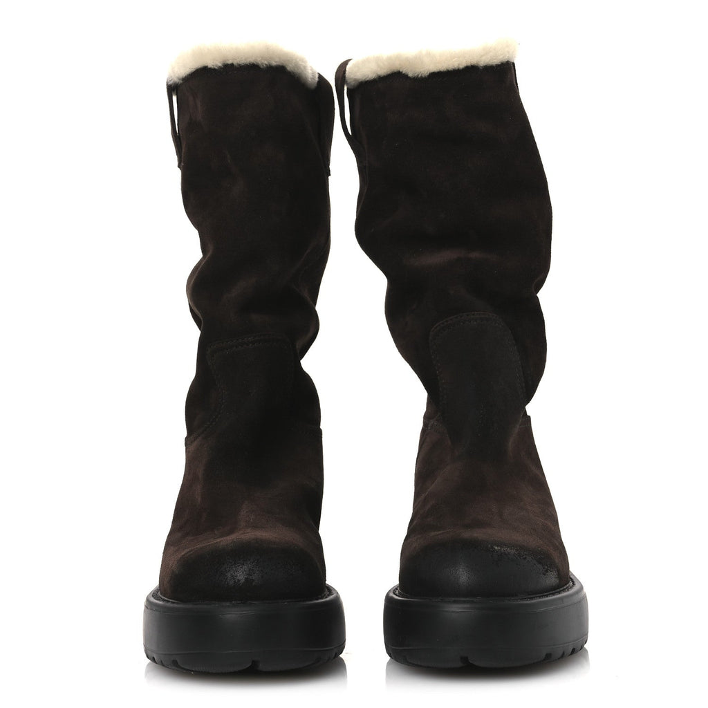 SUEDE SHEARLING VINTAGE EFFECT MID CALF BOOTS MORRO