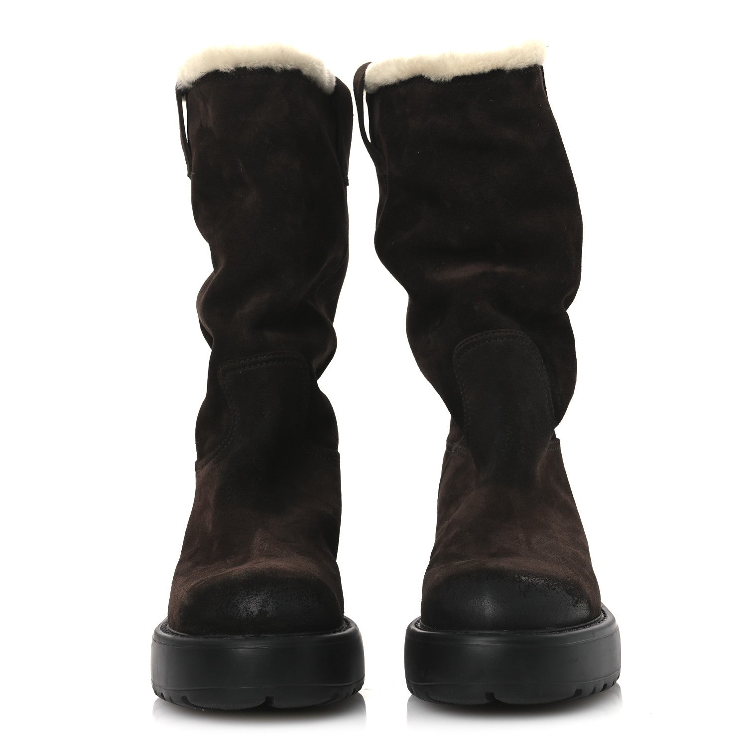 SUEDE SHEARLING VINTAGE EFFECT MID CALF BOOTS MORRO