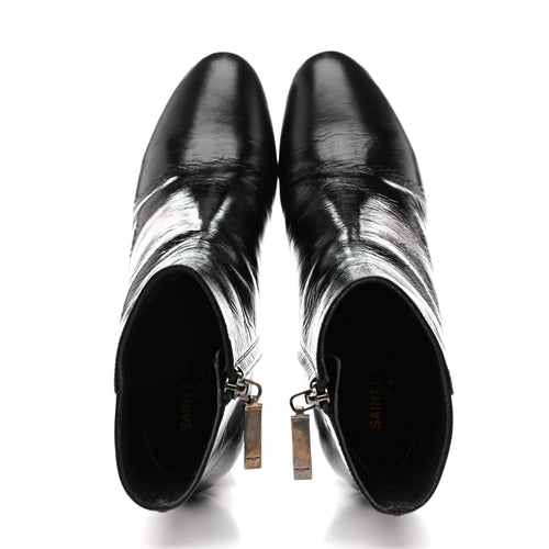 CALFSKIN LOULOU 70 UNIFORM ANKLE BOOTS BLACK