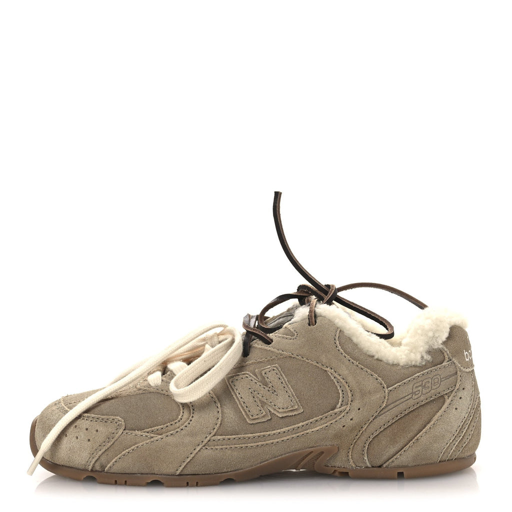 X NEW BALANCE SUEDE SHEARLING 530 SL SNEAKERS BLEACHED ECRU
