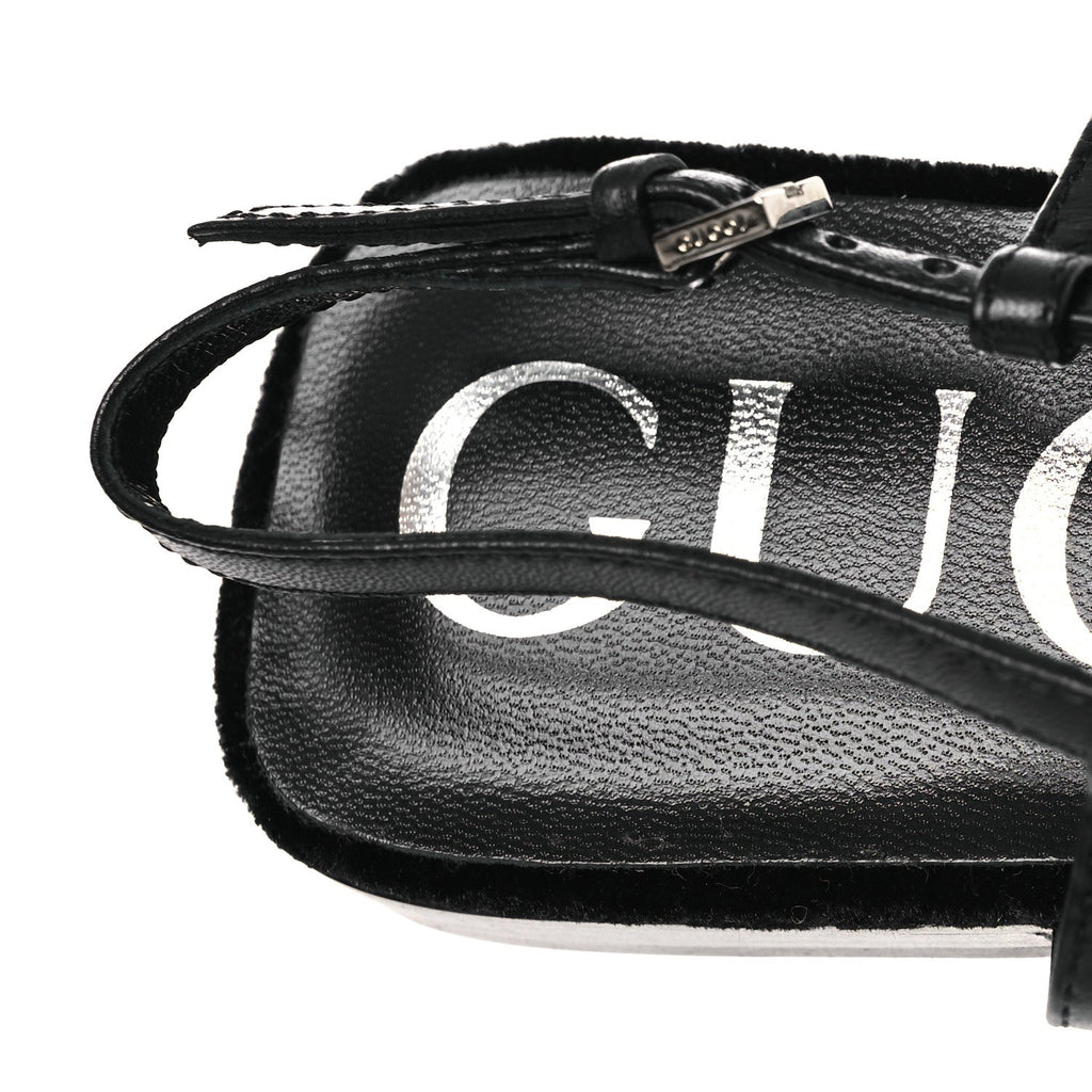 NEW VELVET ASHMIR GG MONOGRAM MALAGA KID SLINGBACK BALLET FLATS BLACK