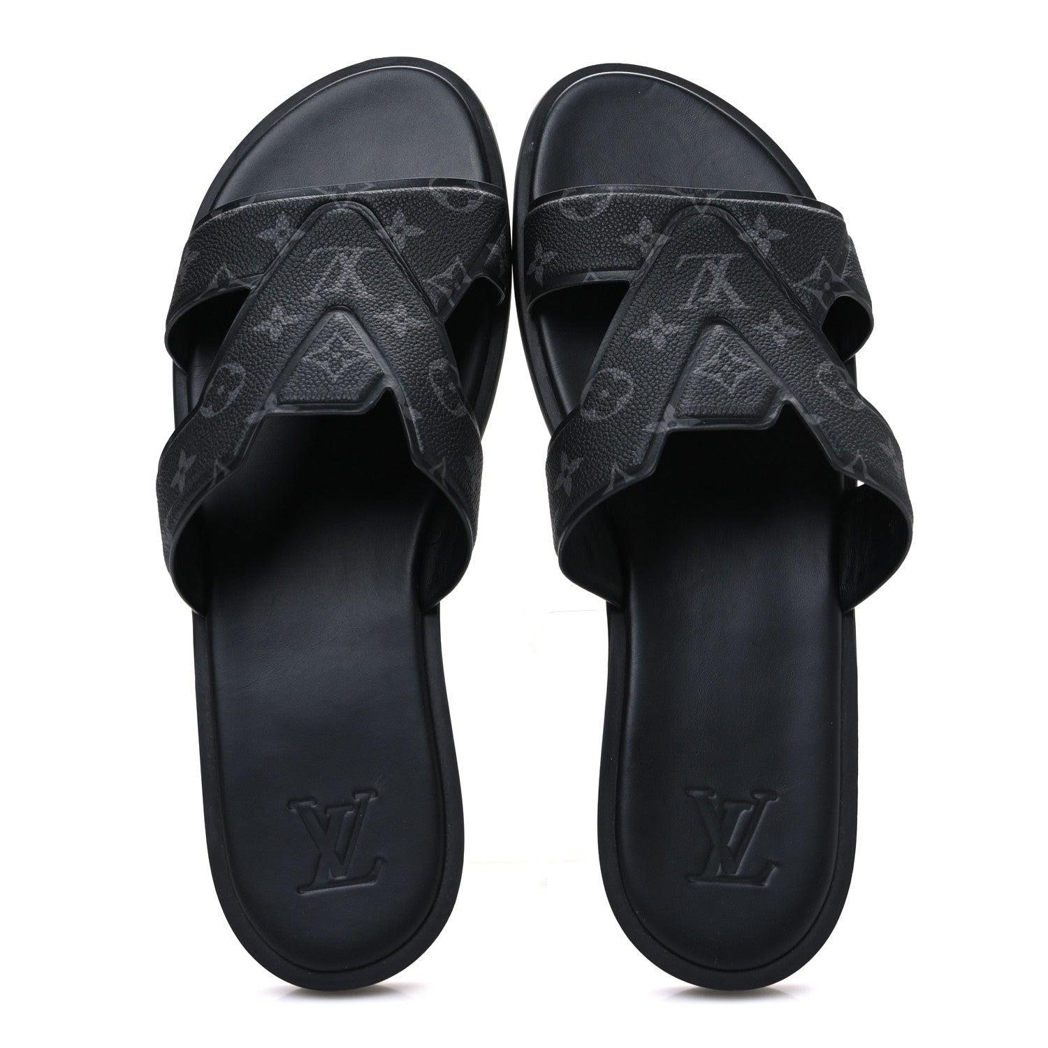 MONOGRAM ECLIPSE CALFSKIN MENS LV OASIS MULES BLACK