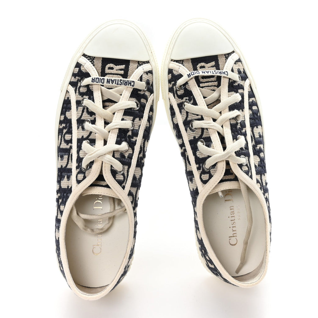 CANVAS OBLIQUE WALK'N'DIOR LOW TOP SNEAKERS DEEP BLUE