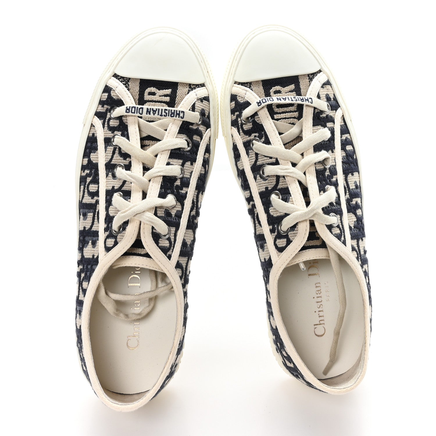 CANVAS OBLIQUE WALK'N'DIOR LOW TOP SNEAKERS DEEP BLUE