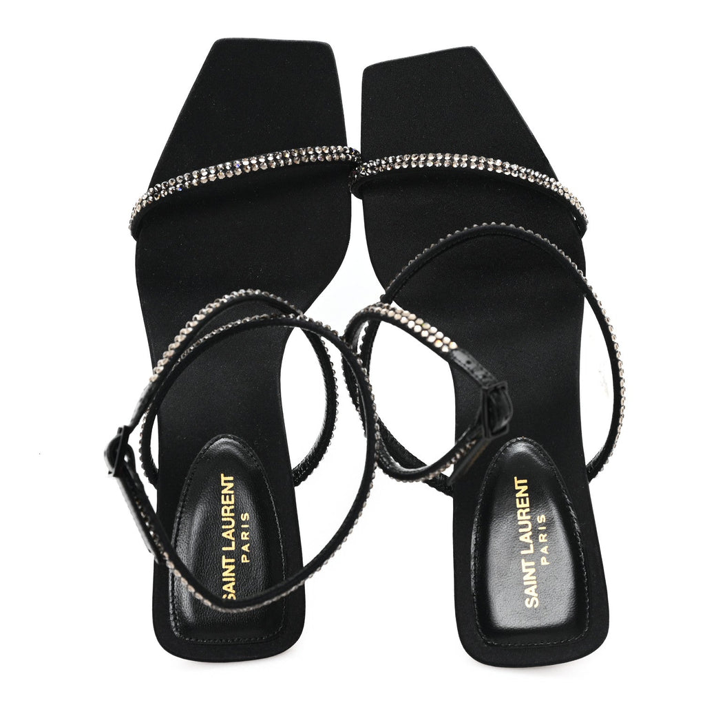 CREPE SATIN BALIQUA 55 VETT ANKLE STRAP SANDALS BLACK