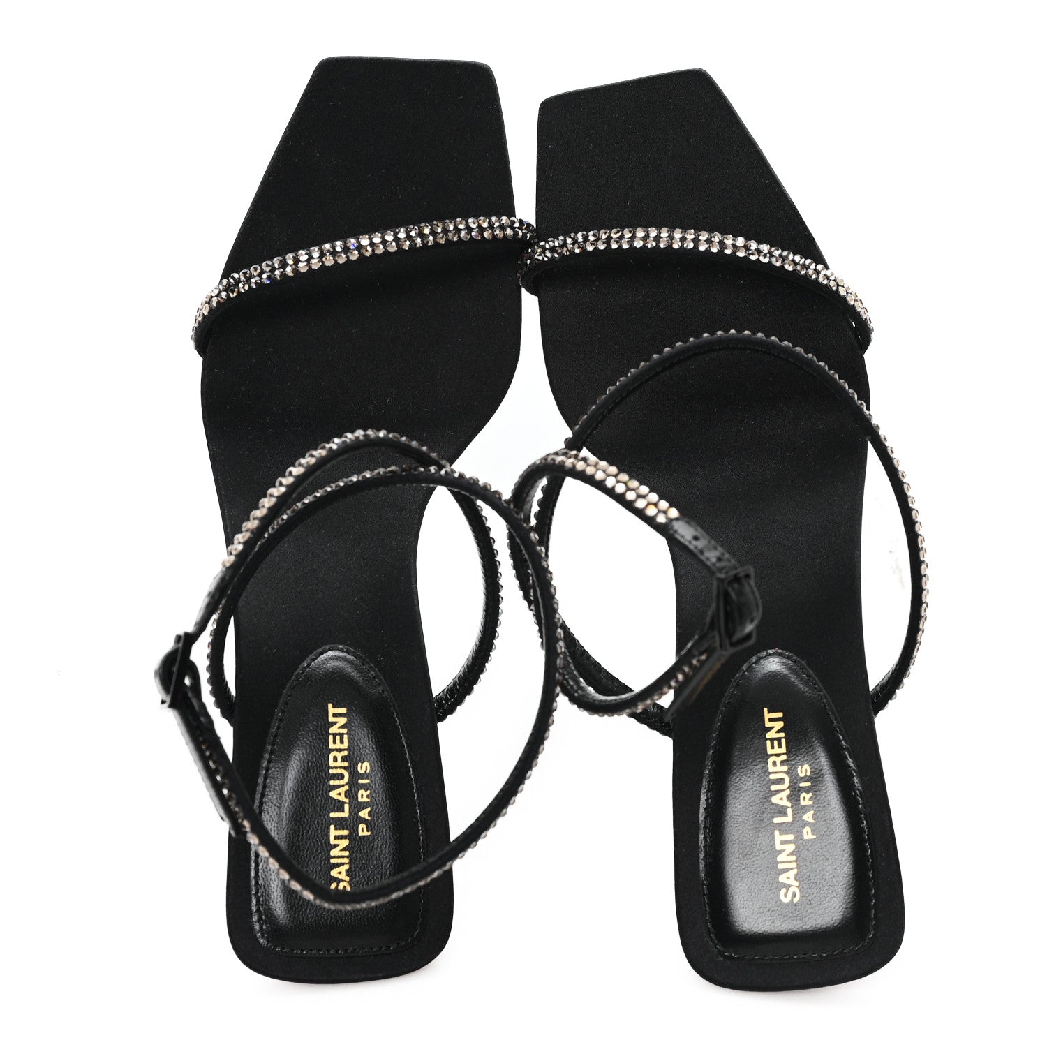 CREPE SATIN BALIQUA 55 VETT ANKLE STRAP SANDALS BLACK