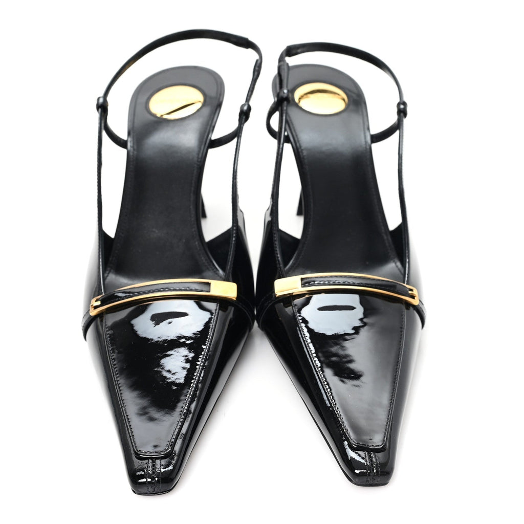 PATENT CALFSKIN JACQUELINE 75 SLINGBACK PUMPS BLACK