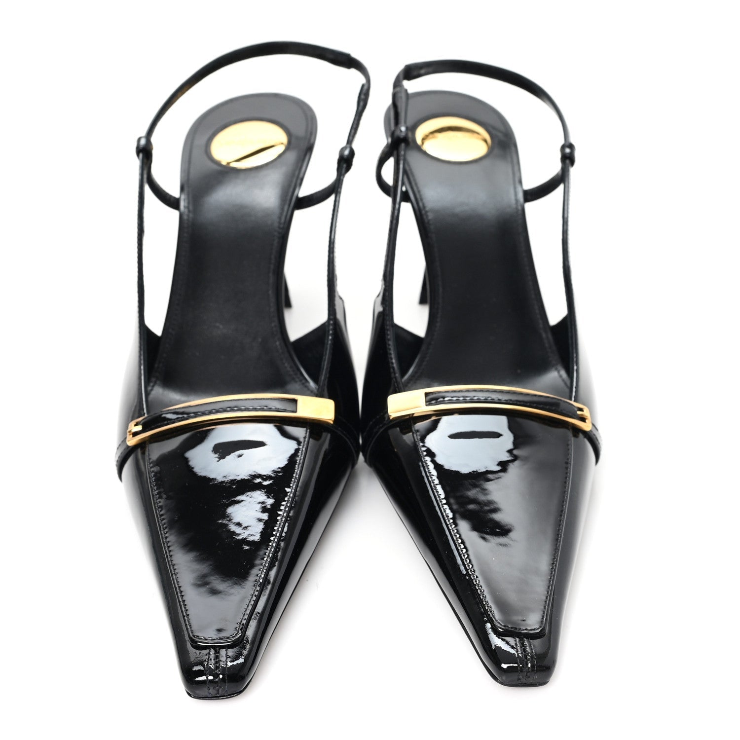 PATENT CALFSKIN JACQUELINE 75 SLINGBACK PUMPS BLACK