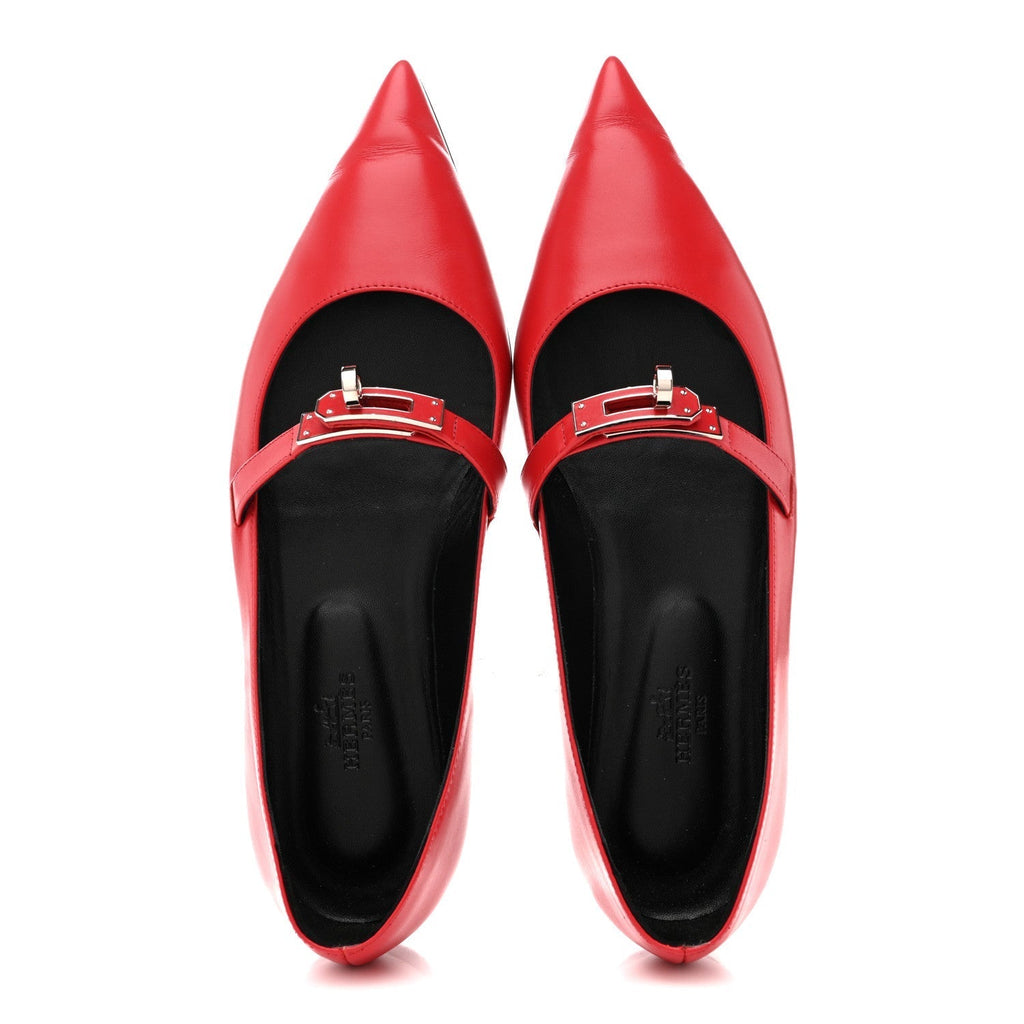 CALFSKIN KELLY BALLET FLATS ROUGE VIF