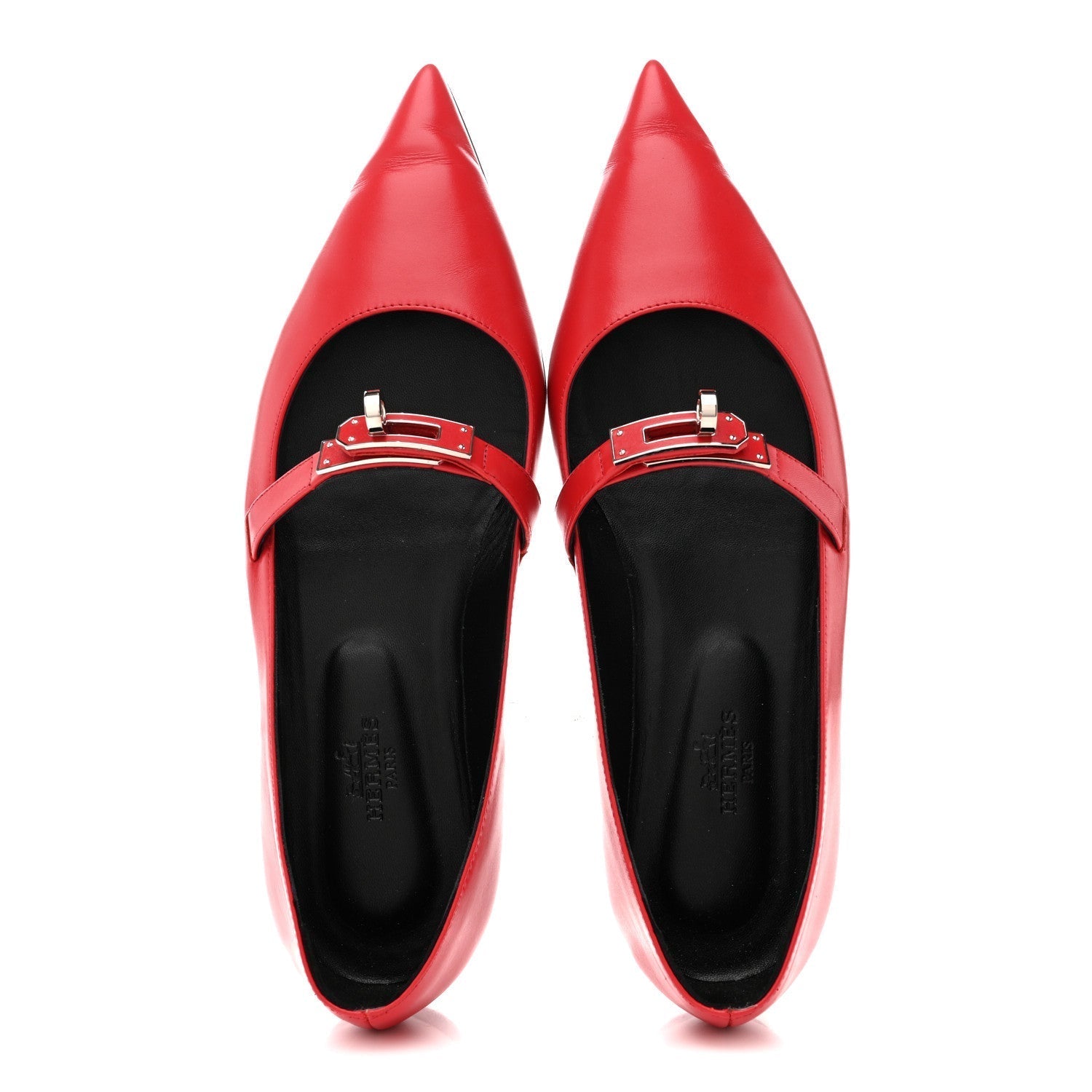 CALFSKIN KELLY BALLET FLATS ROUGE VIF
